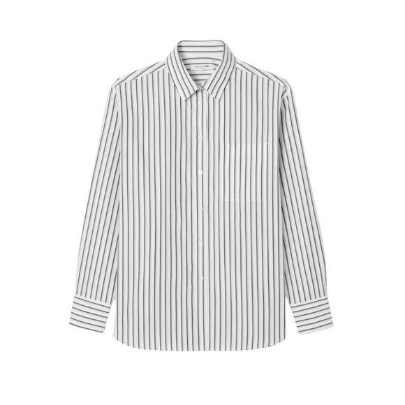 68. LACOSTE Women's Oversized Cotton Button Down Shirt Striped Green $150 EUC 36 - Picture 3 of 6